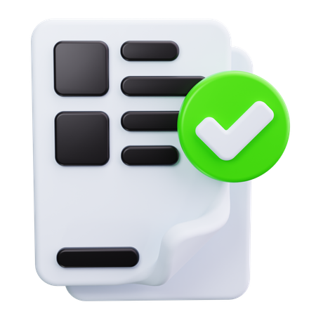 Paper Document With Checkmark  3D Icon