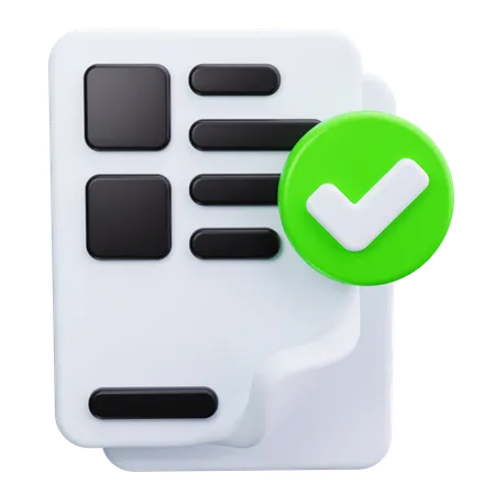 Paper Document With Checkmark  3D Icon