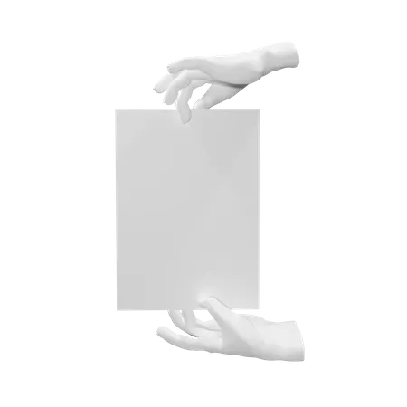 Paper Holding Gesture 3D Illustration