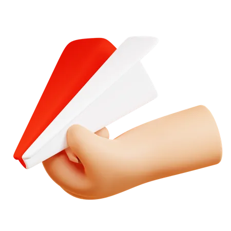 Paper Plane Held by Hand  3D Icon