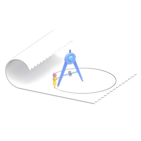 Paper With Compass  3D Icon