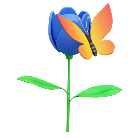 Papillon sur une fleur  3D Icon
