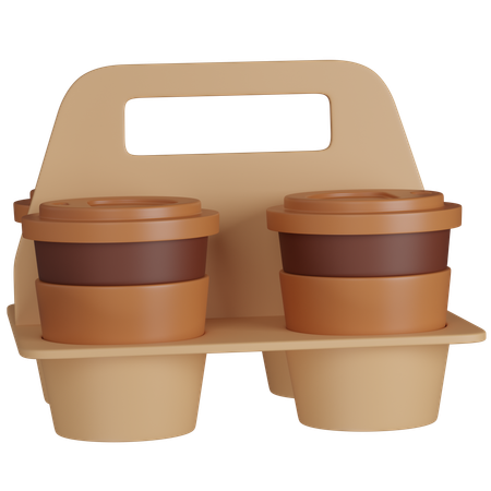 紙トレイコーヒー  3D Icon