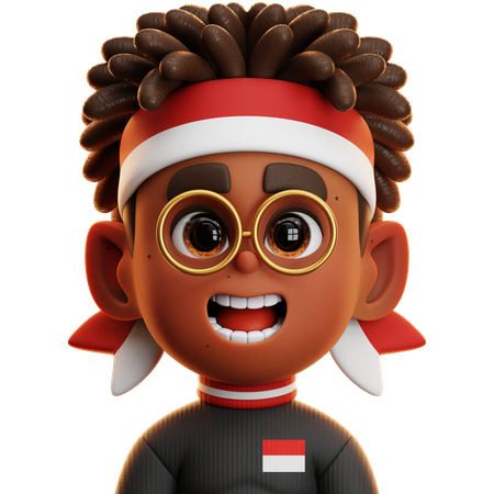 PAPUA BOY WITH GOLDEN GLASSES  3D Icon