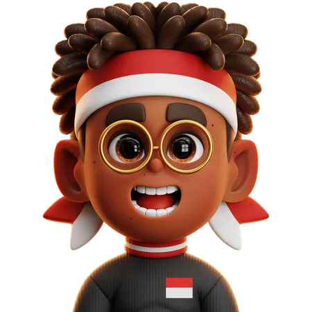 PAPUA BOY WITH GOLDEN GLASSES  3D Icon