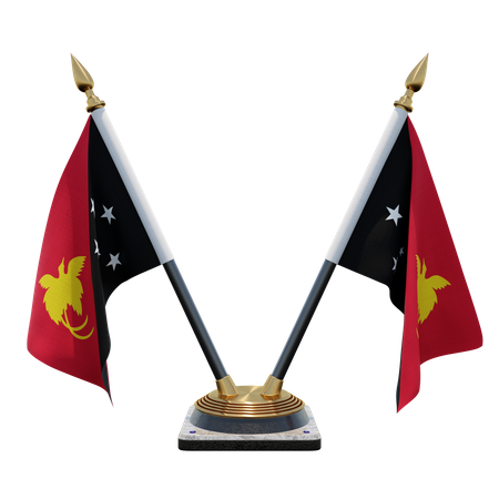 Papua New Guinea Double (V) Desk Flag Stand  3D Icon