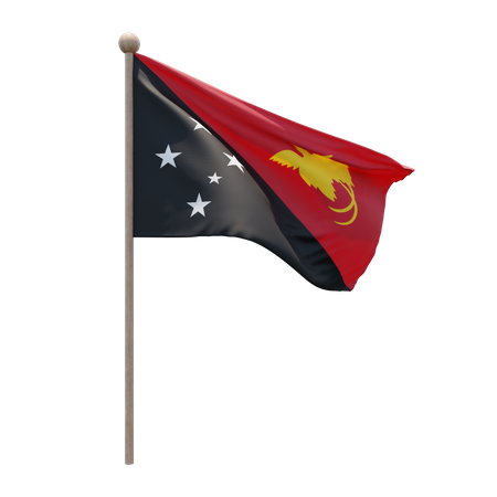 Papua New Guinea Flag Pole  3D Flag