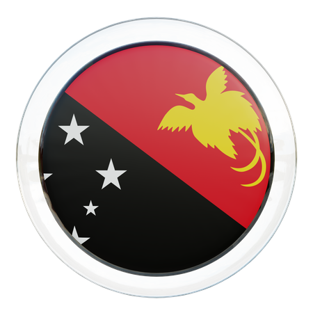 Papua New Guinea Round Flag  3D Icon