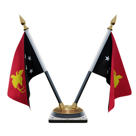 Suporte de bandeira de mesa dupla (V) da Papua Nova Guiné  3D Icon