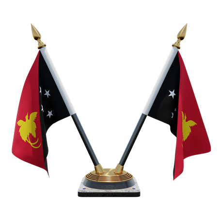 Soporte para bandera de escritorio doble (V) de Papua Nueva Guinea  3D Icon