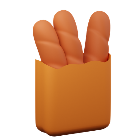 Paquete de baguette  3D Icon