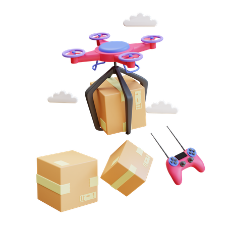 Paquete de entrega de drones  3D Illustration