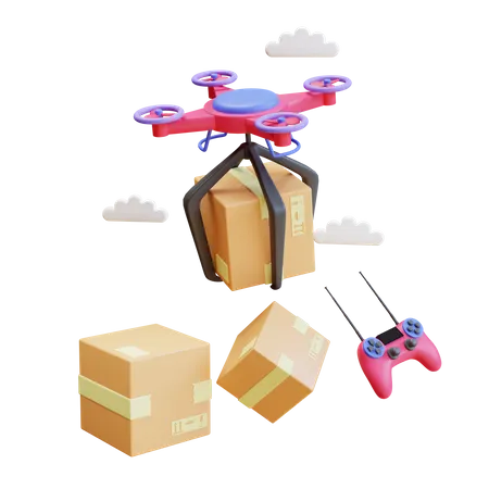 Paquete de entrega de drones  3D Illustration