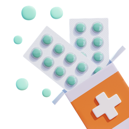Paquete de tabletas con pastillas  3D Icon