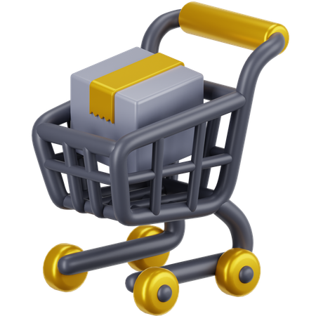 Paquete en carrito  3D Icon