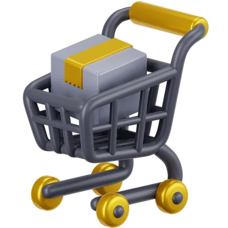 Paquete en carrito  3D Icon