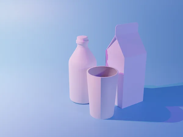 Paquetes de leche  3D Illustration