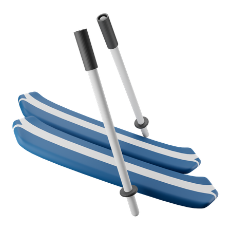 Par de esquís y bastones  3D Icon
