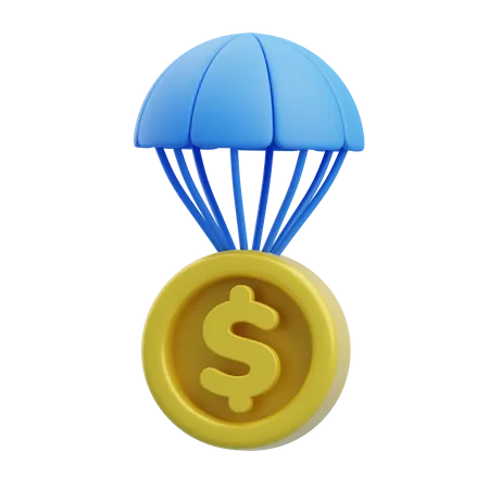Paracaídas de dólar  3D Icon