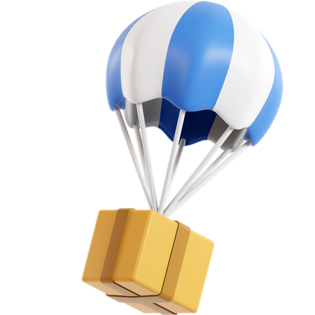 Parachuce Box Delivery  3D Illustration