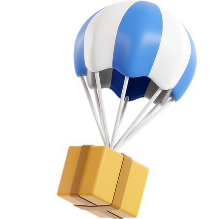 Parachuce Box Delivery 3D Illustration