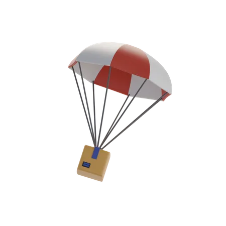 Parachute And Box Illustration  3D Icon