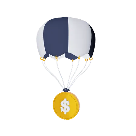 Argent parachute  3D Icon