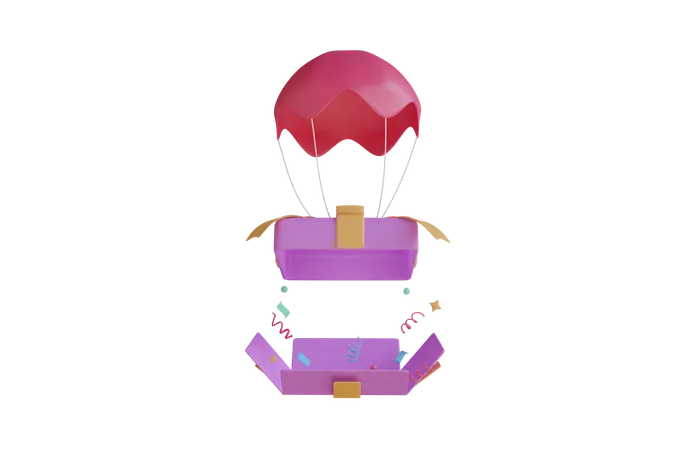 Cadeau de parachute  3D Icon