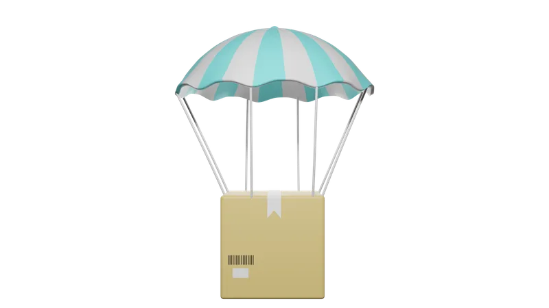 Parachute Delivery 3D Illustration
