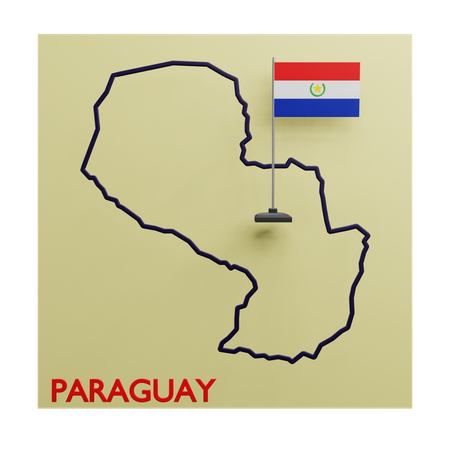 Mapa do Paraguai  3D Icon