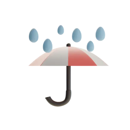 Paraguas y agua de lluvia.  3D Icon