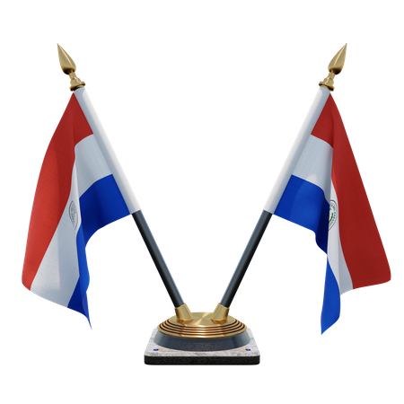 Paraguay - Doppelter Tischflaggenständer  3D Flag