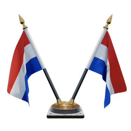 Paraguay - Doppelter Tischflaggenständer  3D Flag