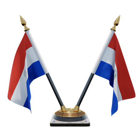 Paraguay Double Desk Flag Stand  3D Flag