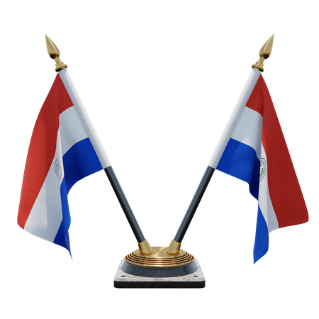 Paraguay Double (V) Desk Flag Stand  3D Icon