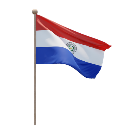 Paraguay Flagpole  3D Flag