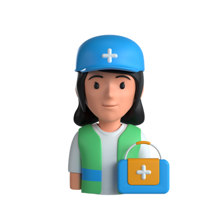 救急救命士の女性  3D Icon