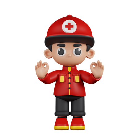 Paramedic Giving Ok Hand Gesture  3D Illustration