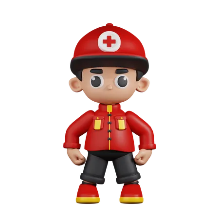 Paramedic In Hero Stance  3D Illustration