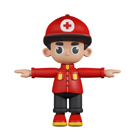 Paramedic In T Pose  3D Illustration