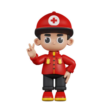 Paramedic Showing Peace Sign  3D Illustration