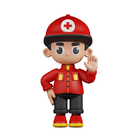 Paramedic With Hands Up  3D Illustration
