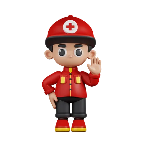 Paramedic With Hands Up  3D Illustration