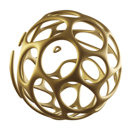 Parametric gold  sphere  3D Icon