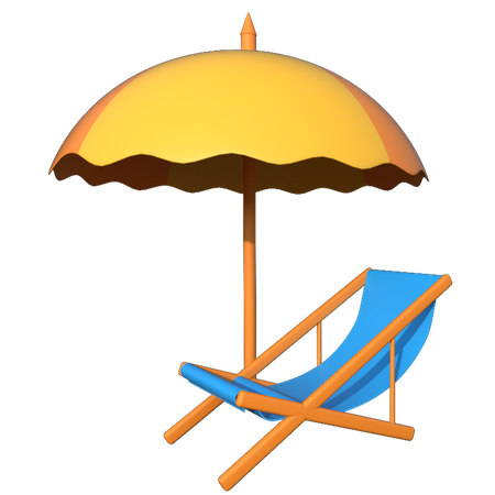 Plage parasol  3D Illustration