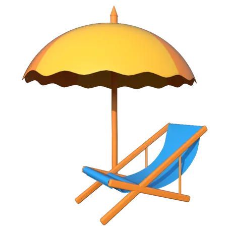 Plage parasol  3D Illustration