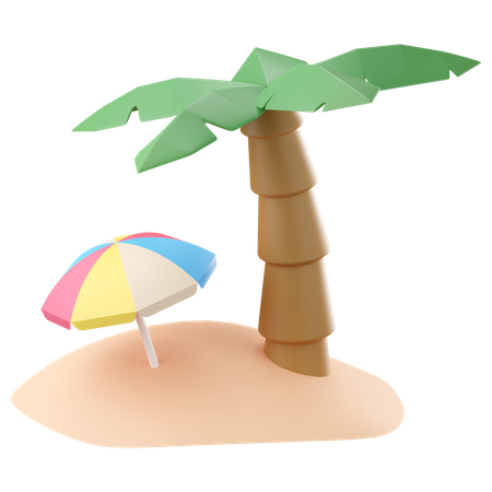 Parasol avec cocotier  3D Icon