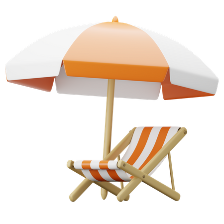 Plage parasol  3D Illustration