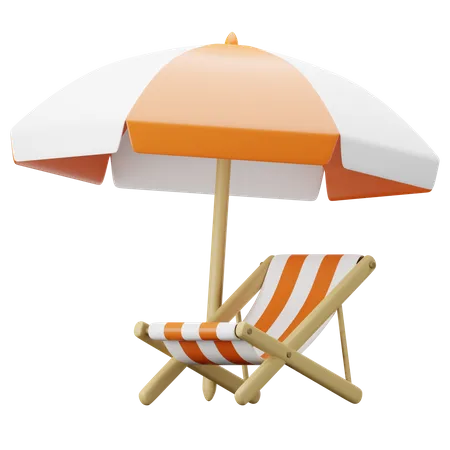 Plage parasol  3D Illustration