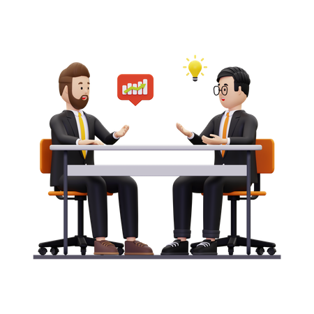 Parceiros de negócios discutindo sobre a ideia  3D Icon